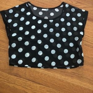 LF Millau Black and White PolkaDot Crop Top